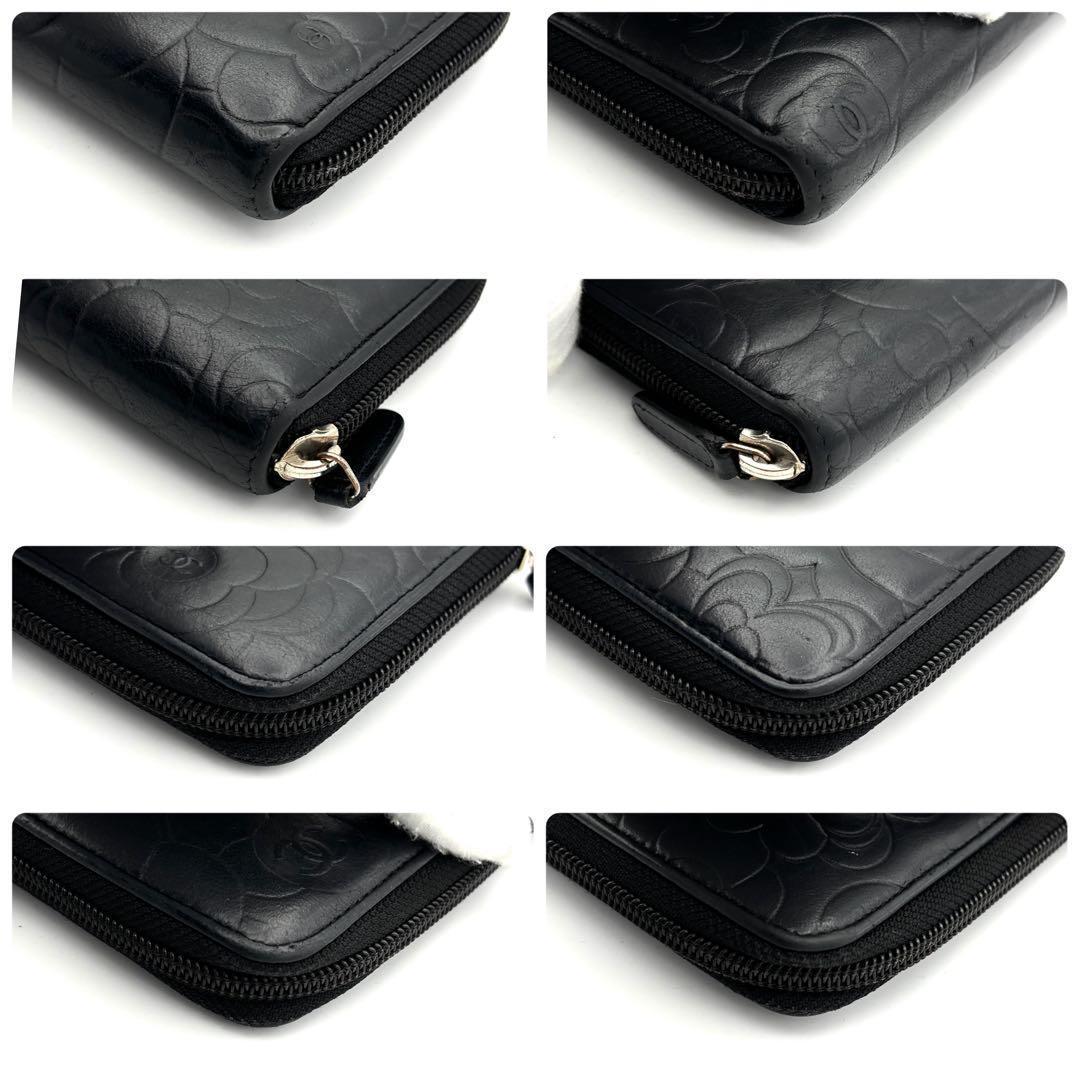 ☆高級美品☆シャネル ラウンドファスナー長財布 カメリア ココマーク ブラック