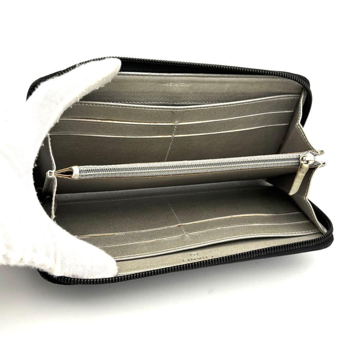 ☆高級美品☆シャネル ラウンドファスナー長財布 カメリア ココマーク ブラック