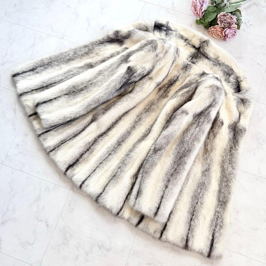 クロスミンク ファーコート リアルファー 毛皮 毛並み◎なめし柔らか