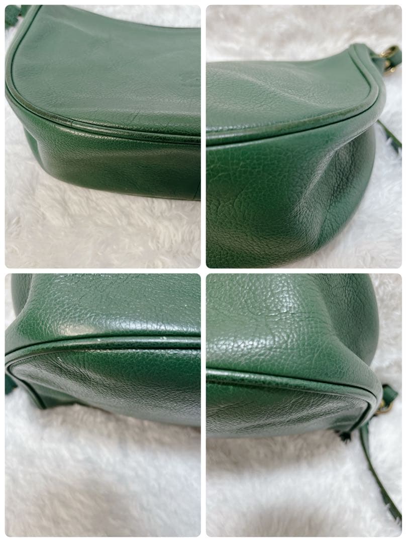 【希少色】イルビゾンテ ハーフムーン エンボスロゴ ショルダーバッグ 緑 レザー