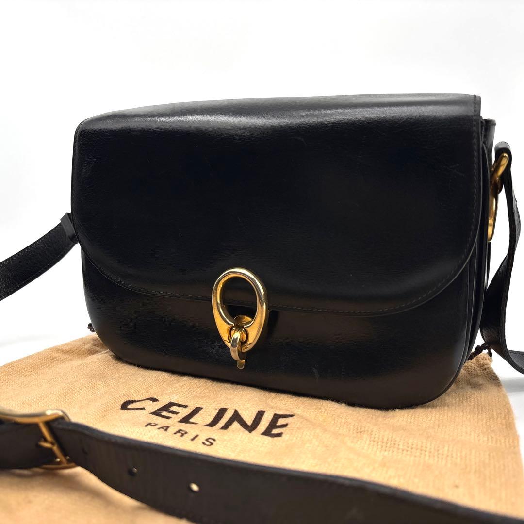 極美品】CELINE セリーヌ ショルダーバッグ ゴールド金具　オールド 革