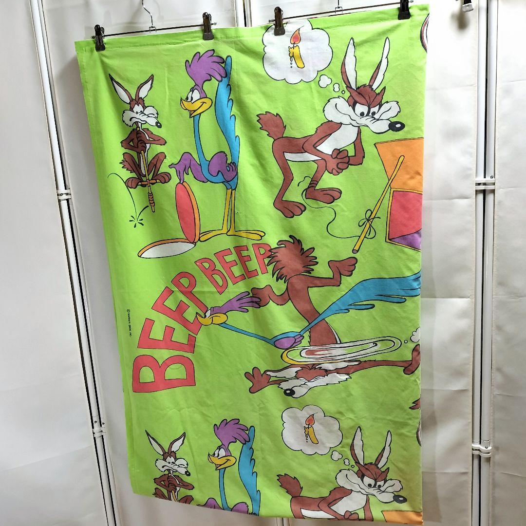 70s ビンテージ ロードランナー コヨーテ フラットシーツ ワーナー グリーン