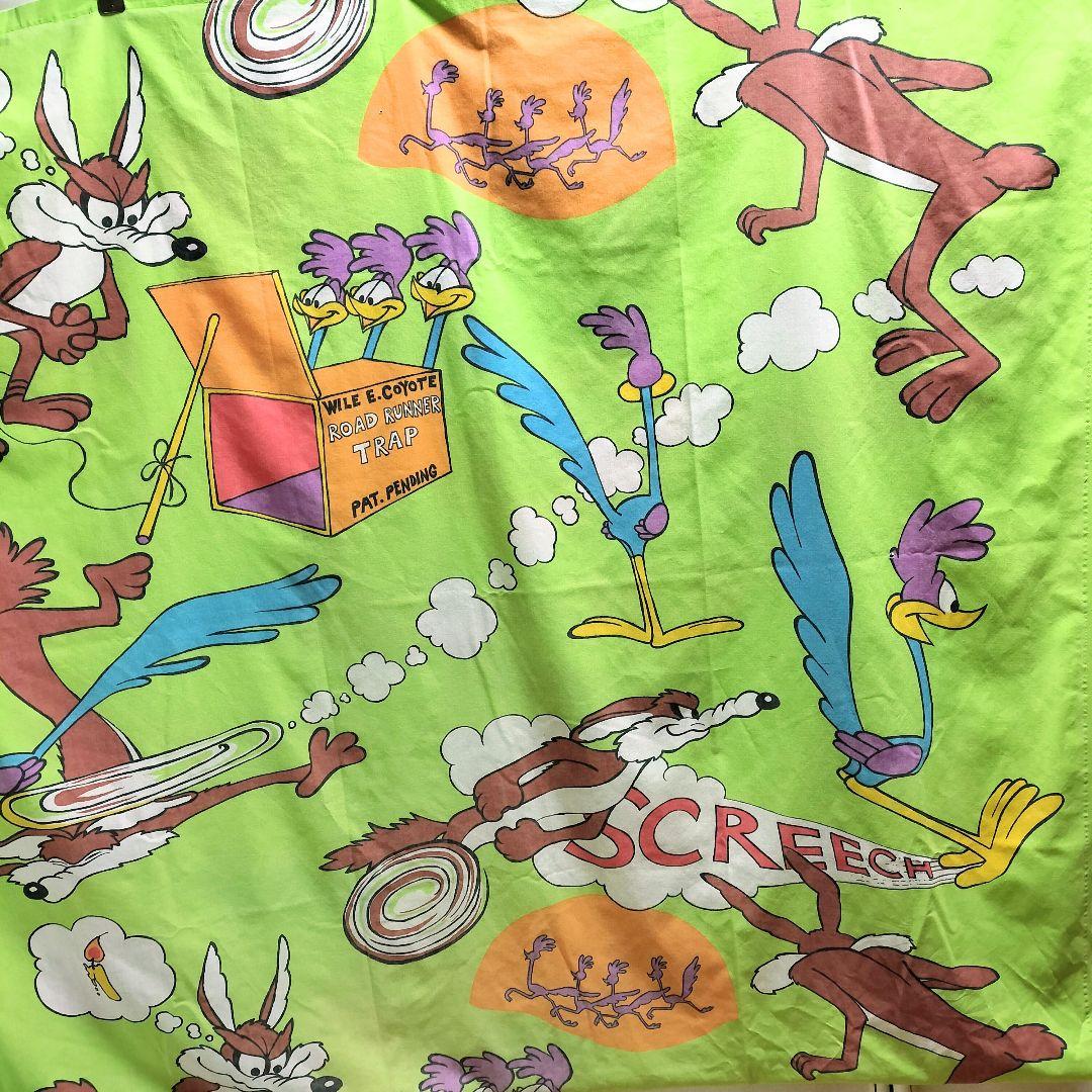 70s ビンテージ ロードランナー コヨーテ フラットシーツ ワーナー グリーン