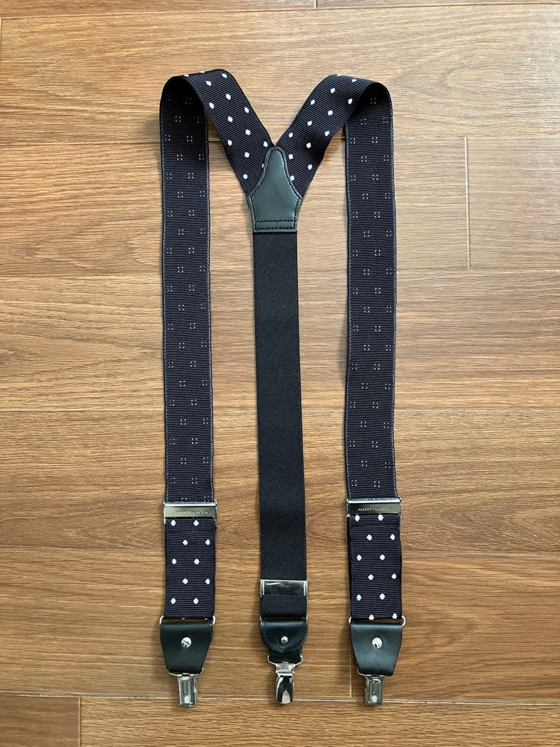 【美品】THURSTON ネイビー サスペンダー　ドット柄
