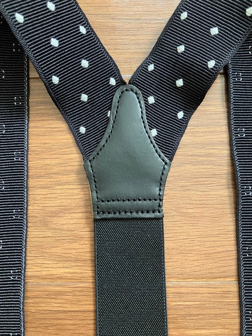 【美品】THURSTON ネイビー サスペンダー　ドット柄