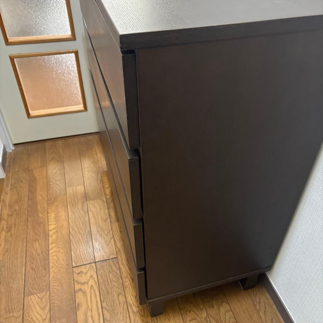 無印良品　ダークブラウン 4段チェスト　タモ材　廃盤品