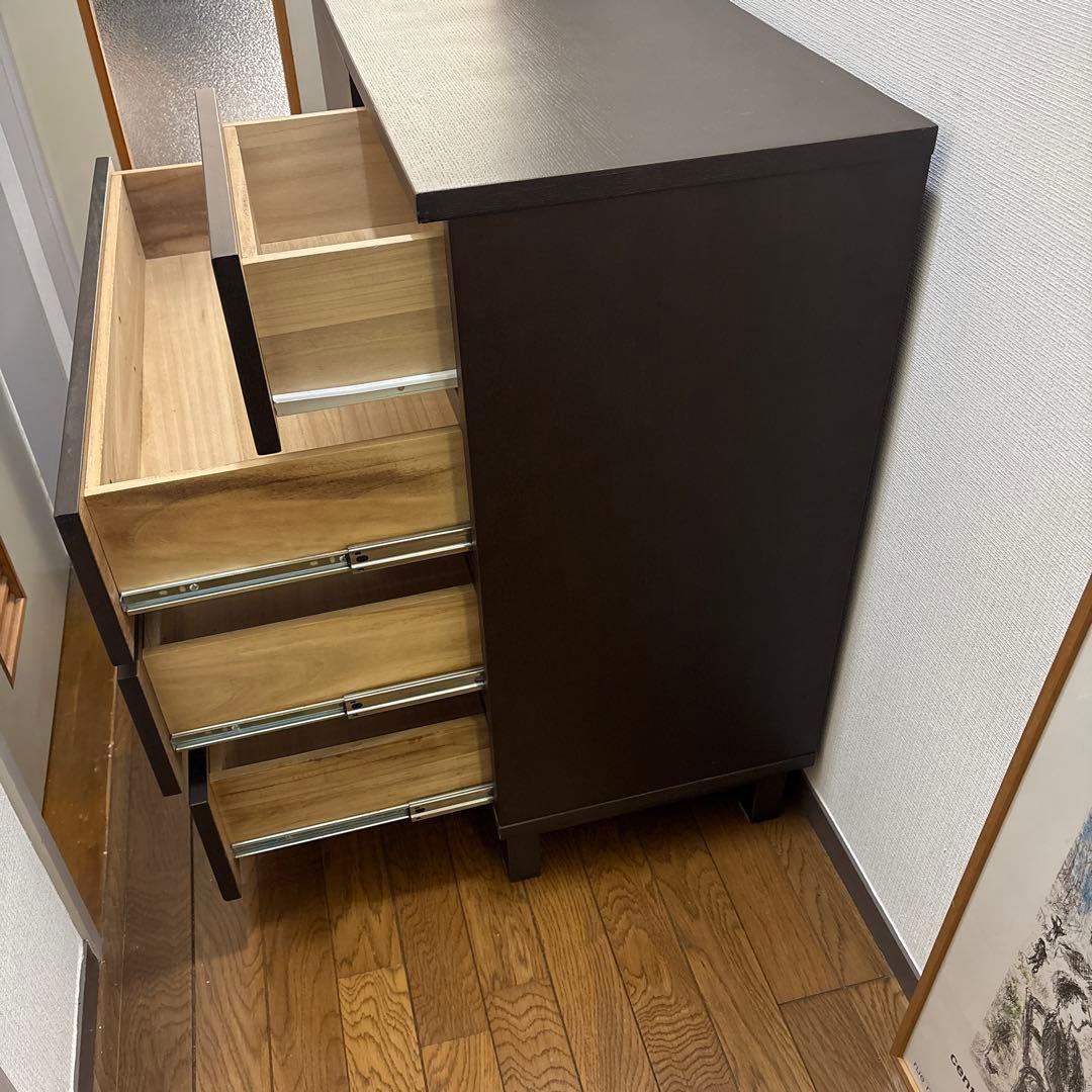 無印良品　ダークブラウン 4段チェスト　タモ材　廃盤品