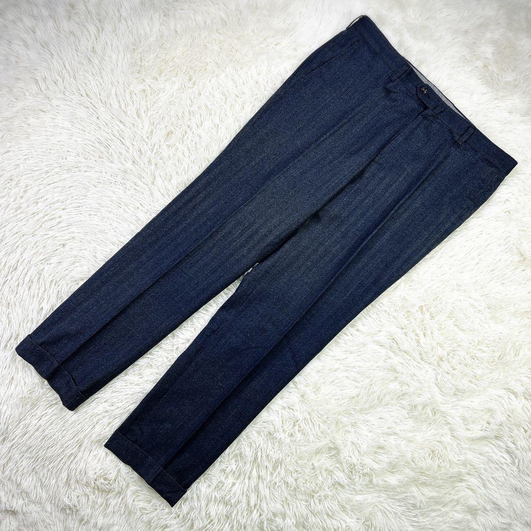 パーソンズフォーメン スリーピーススーツ ヘリンボーン ネイビー AB7 大きい