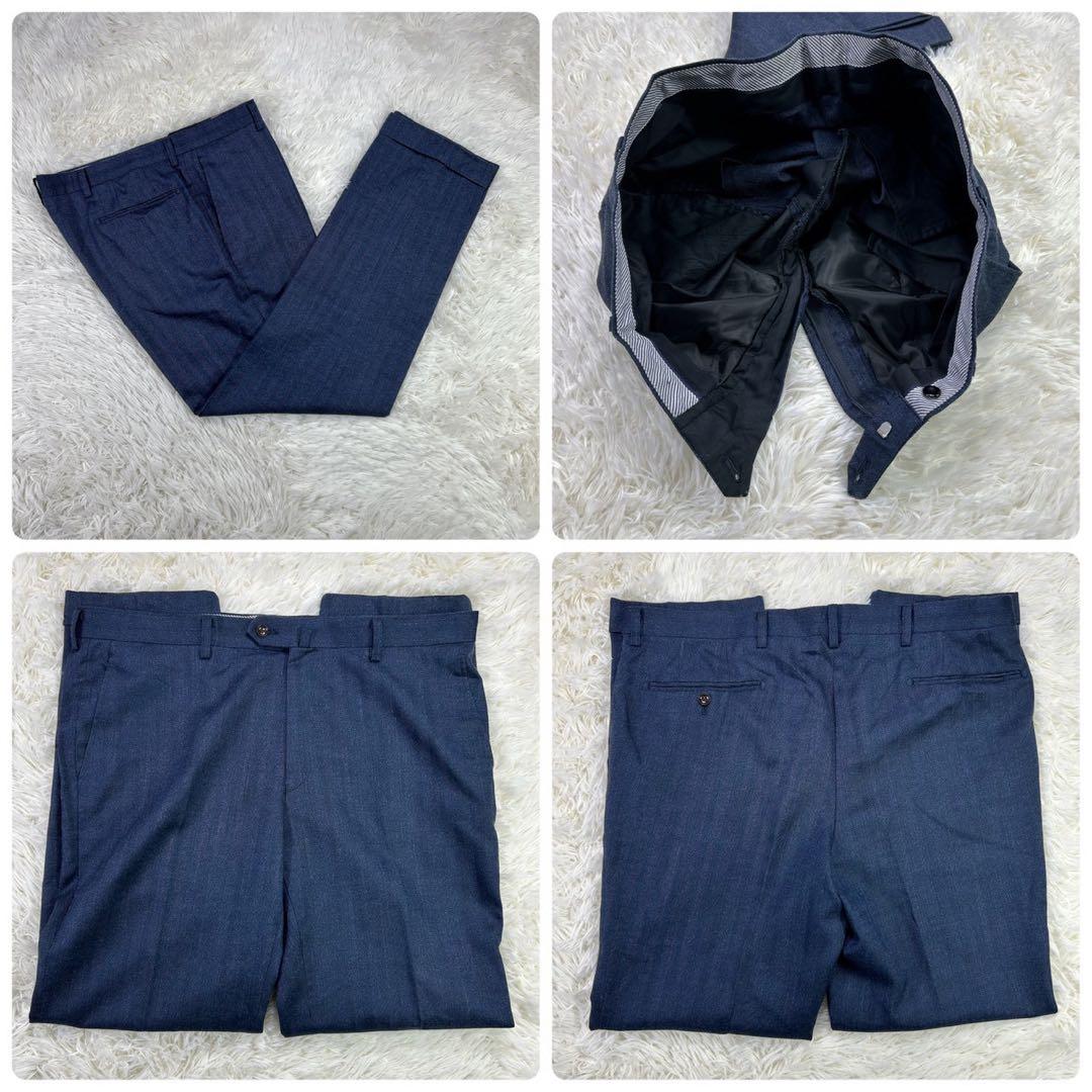 パーソンズフォーメン スリーピーススーツ ヘリンボーン ネイビー AB7 大きい