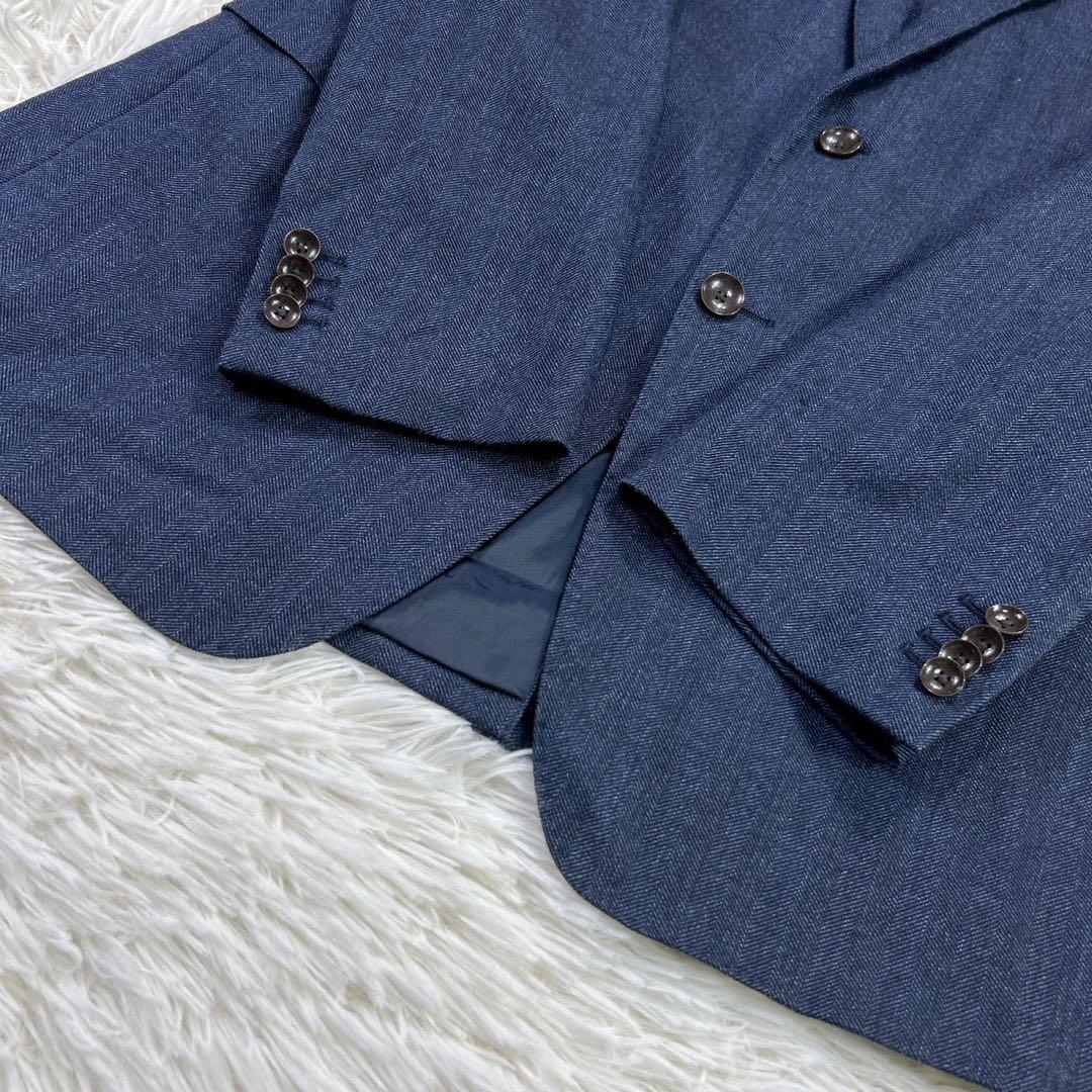 パーソンズフォーメン スリーピーススーツ ヘリンボーン ネイビー AB7 大きい