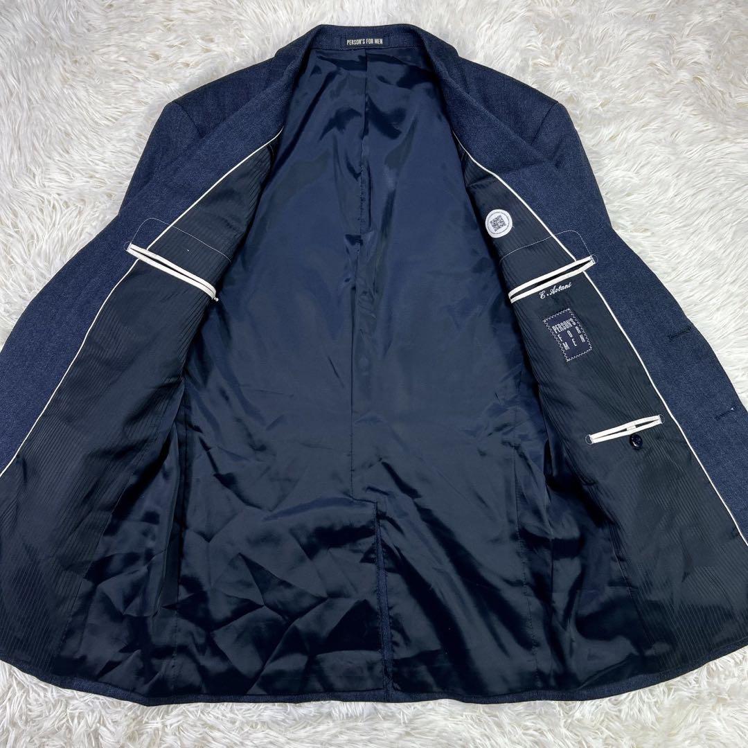 パーソンズフォーメン スリーピーススーツ ヘリンボーン ネイビー AB7 大きい