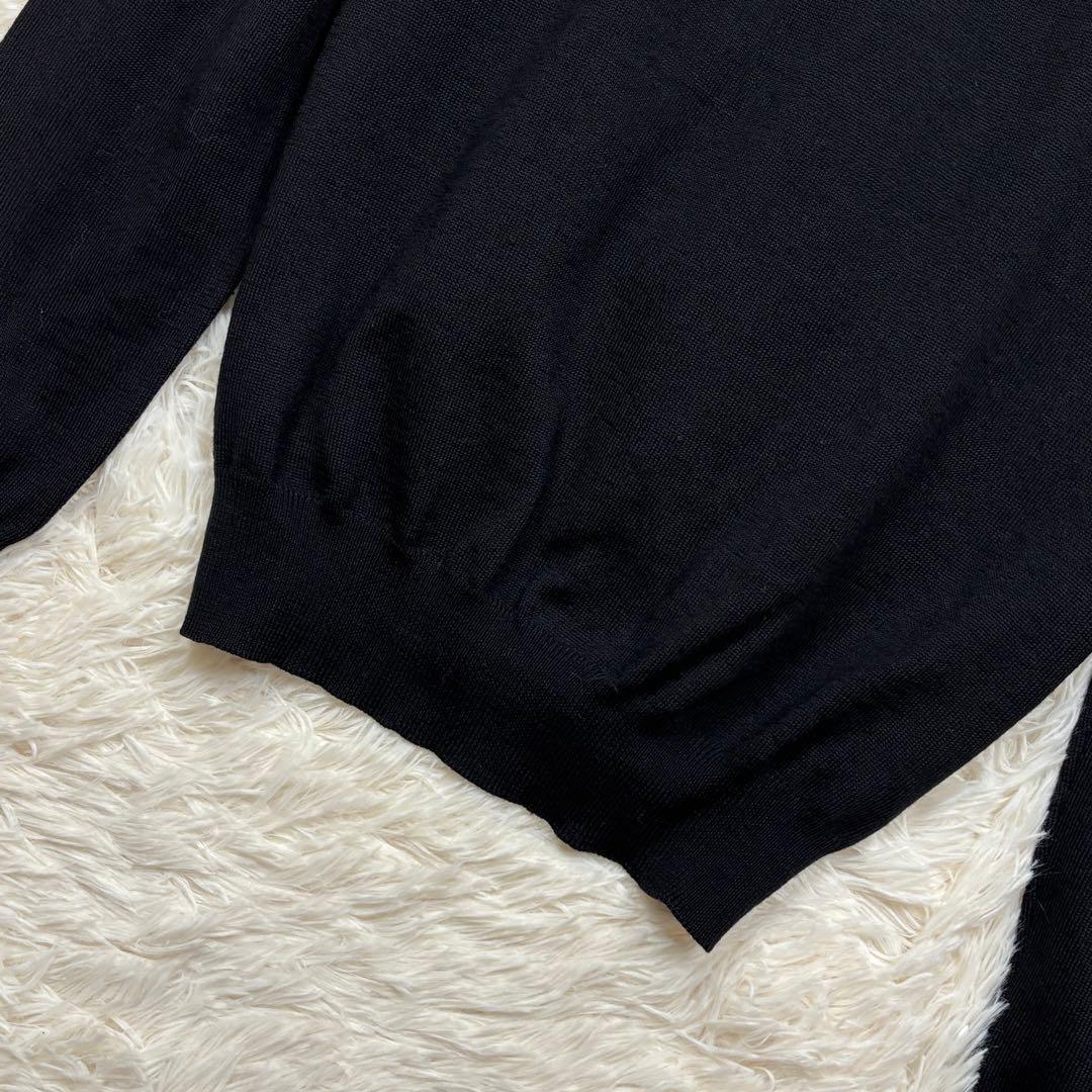 美品 現行 グランサッソ モックネックニット 12ゲージ ウール 46 黒