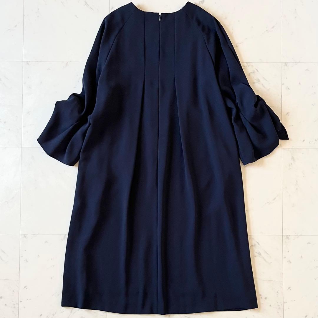 定価4,2万♪アドーア ドライタッチジョーゼットリボンスリーブワンピース 38