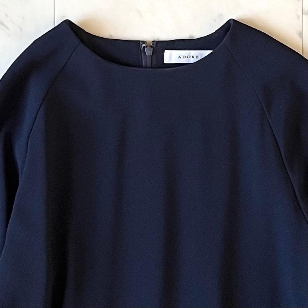 定価4,2万♪アドーア ドライタッチジョーゼットリボンスリーブワンピース 38