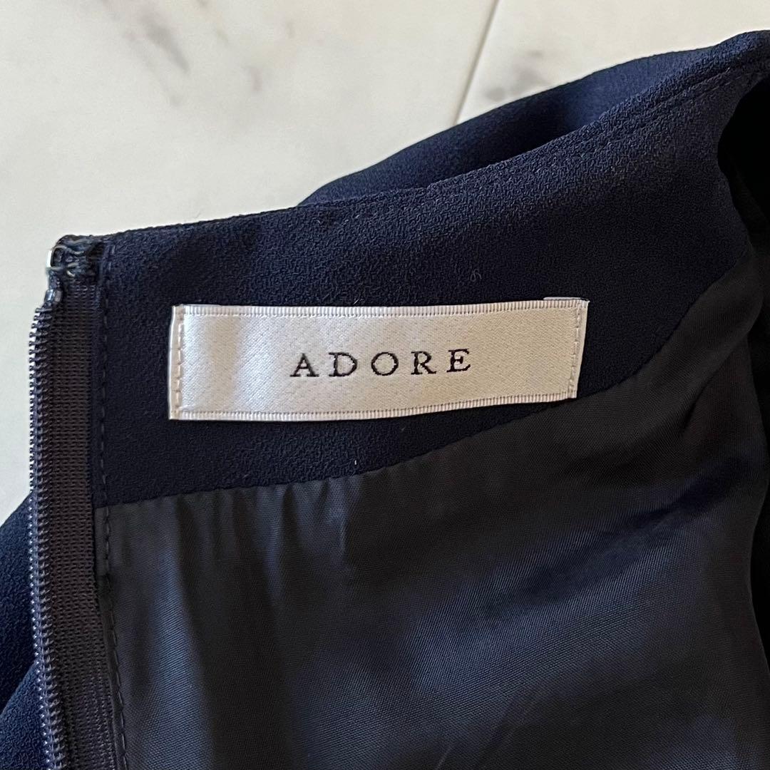 定価4,2万♪アドーア ドライタッチジョーゼットリボンスリーブワンピース 38