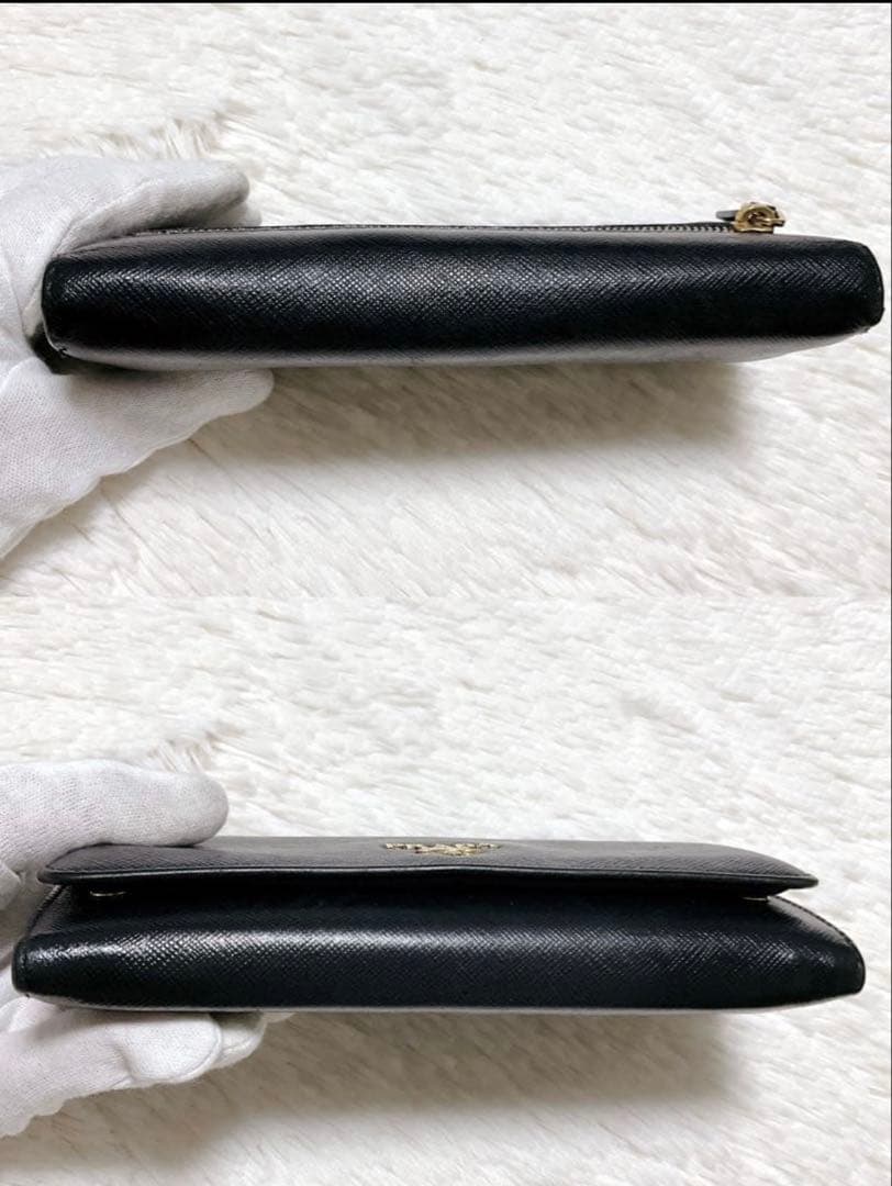♡美品♡プラダ パスケース付き フラップ長財布 サフィアーノレザー ゴールド金具
