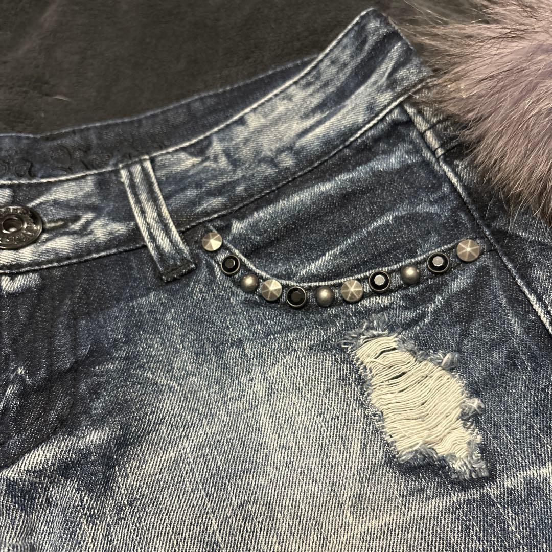 デニム ショートパンツ　スタッズ　平成 00s グランジ y2k ギャル しっぽ