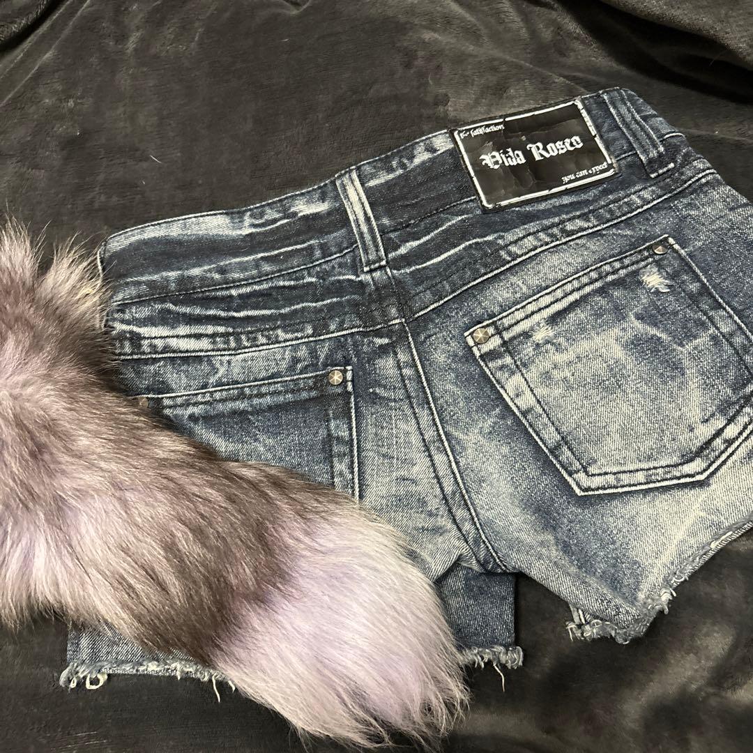 デニム ショートパンツ　スタッズ　平成 00s グランジ y2k ギャル しっぽ