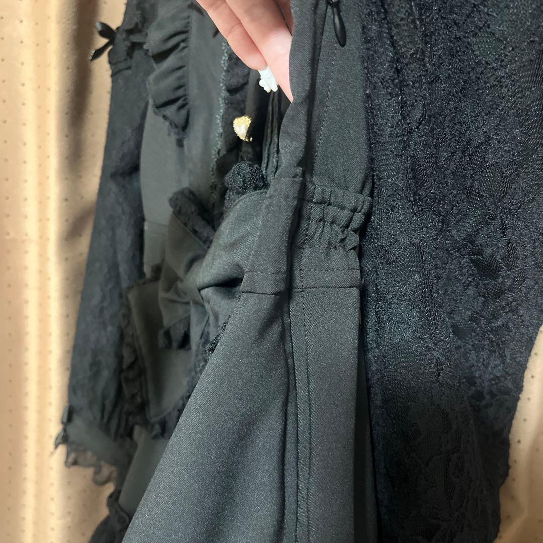 【訳あり】LIZLISA ティアラリボンティアードワンピース ブラック リズリサ