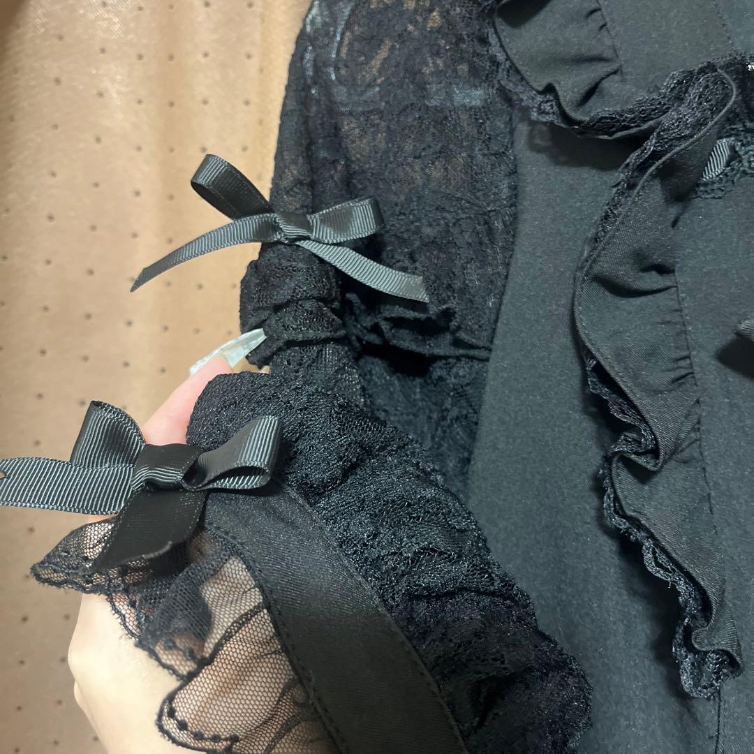 【訳あり】LIZLISA ティアラリボンティアードワンピース ブラック リズリサ