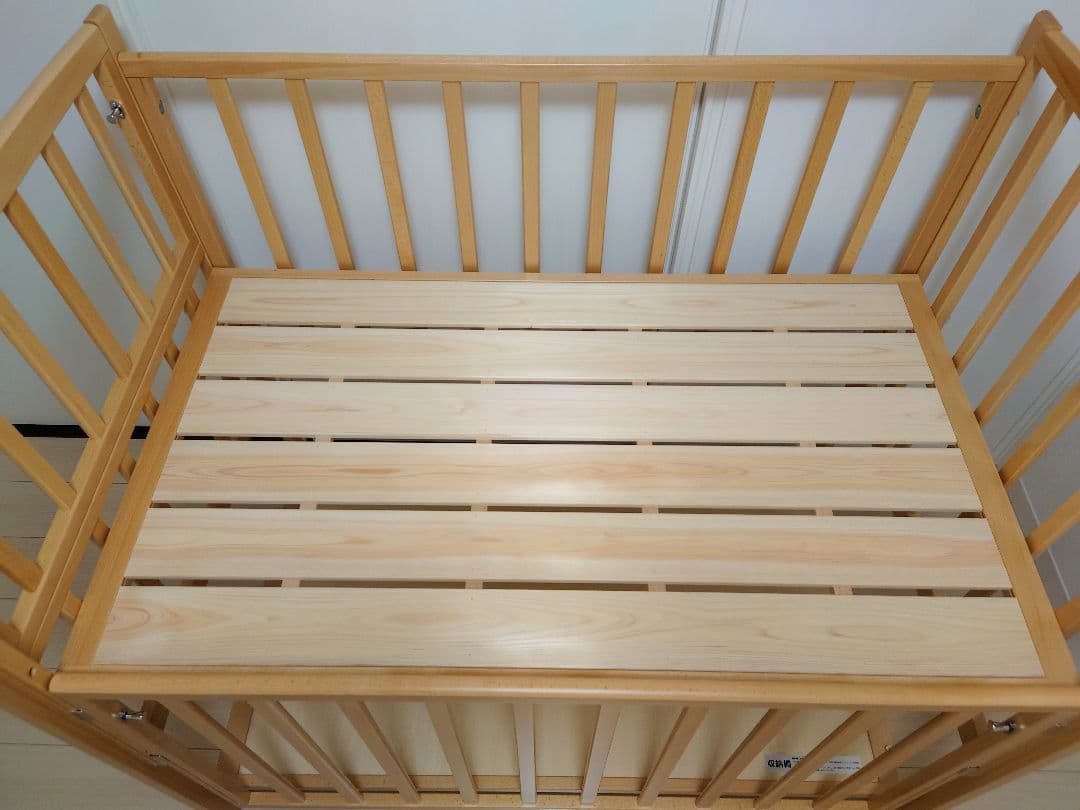 美品除菌済ヤマサキベビーベッド ハイタイプベッドツーオープン床板すのこ標準サイズ