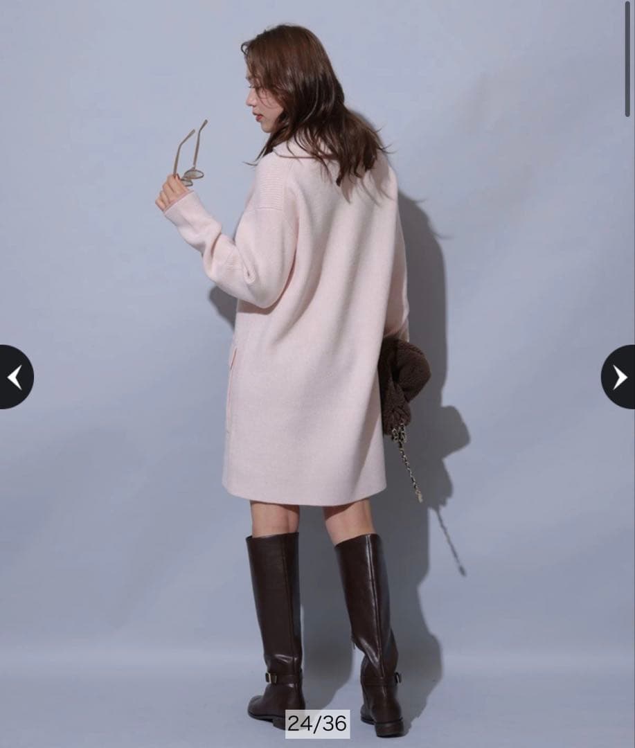 新品同様 Arpege story ハーフジップミニニットワンピース 薄ピンク