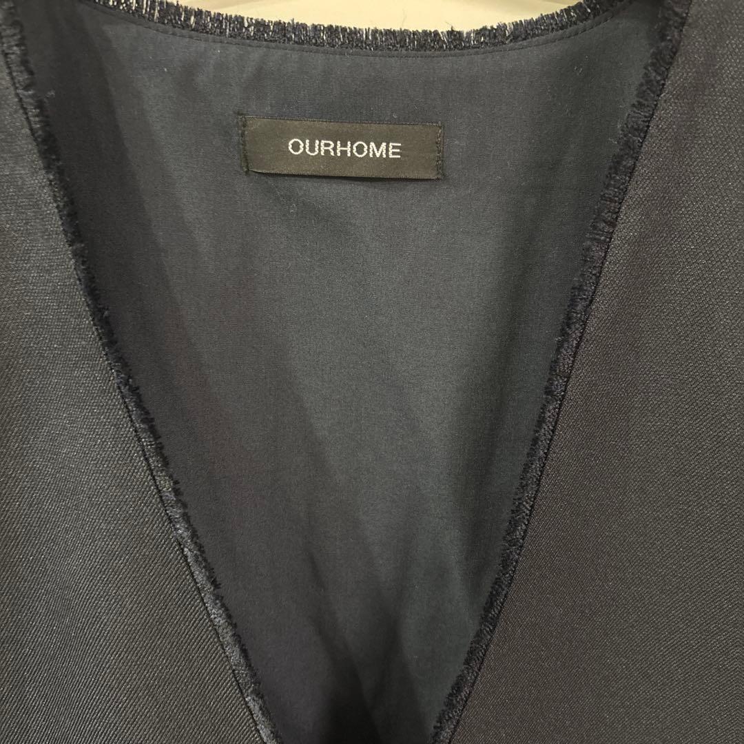 アワーホーム our 洗えるフリンジベスト　ダークネイビー