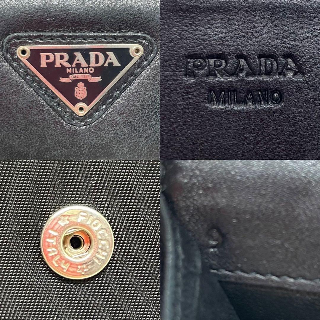 【美品】プラダ サフィアーノレザー テスートナイロン ケース 黒