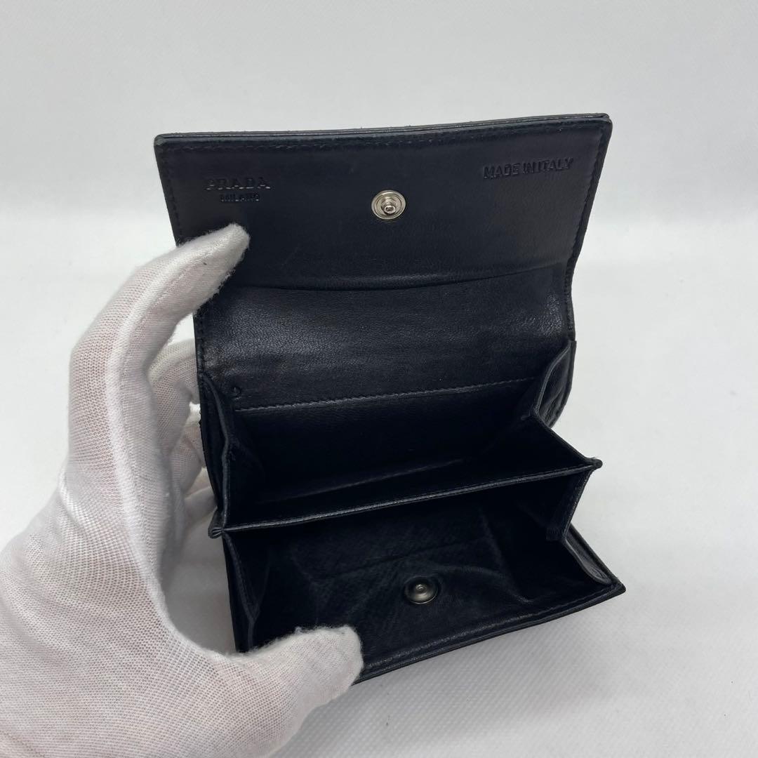 【美品】プラダ サフィアーノレザー テスートナイロン ケース 黒