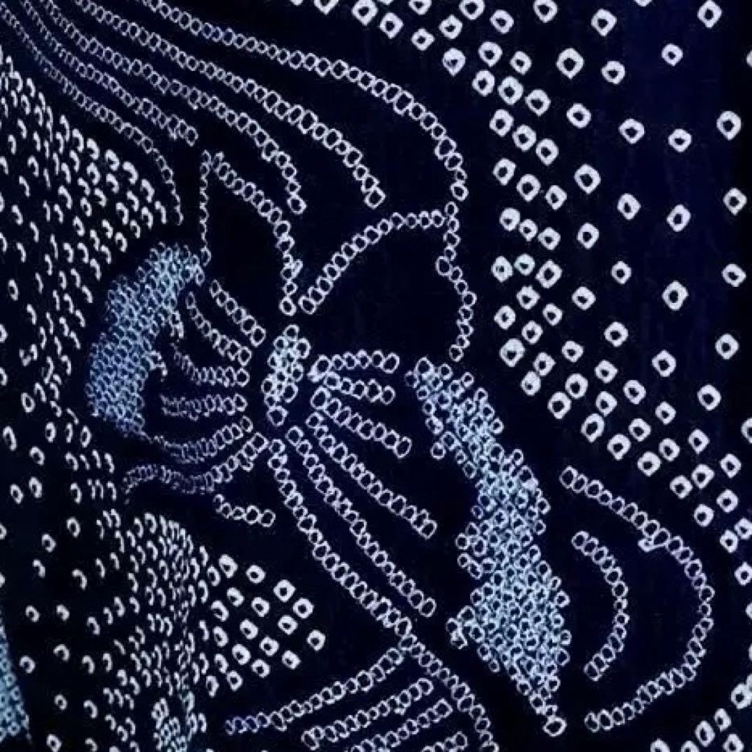 有松鳴海絞り　有松絞り　手縫い浴衣　上質　蝶々　濃紺　絞り浴衣　No.2-90