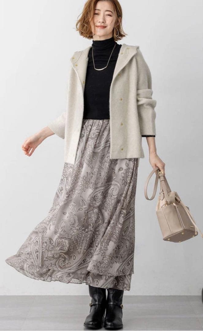 23区 【VERY掲載】ラクーンブレンドダブルフェイス ニット フーディー