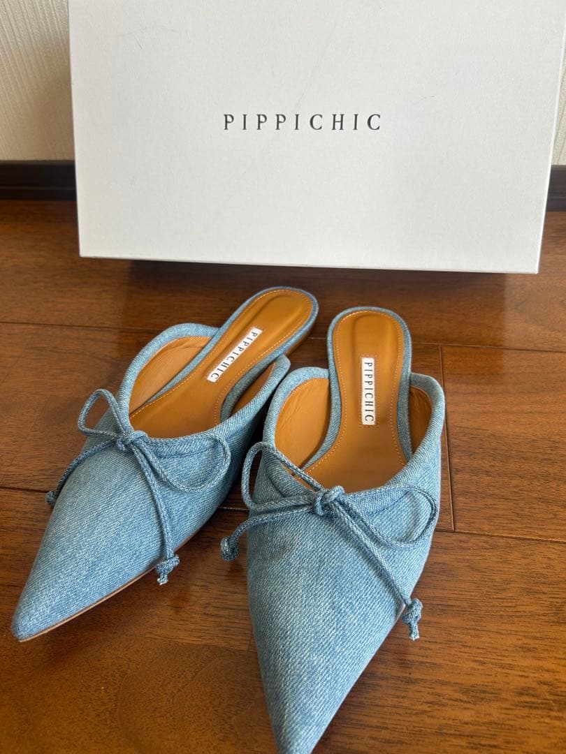超可愛い！PIPPICHICピッピシック　デニムリボンミュール38