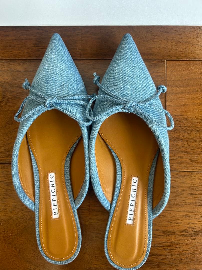 超可愛い！PIPPICHICピッピシック　デニムリボンミュール38