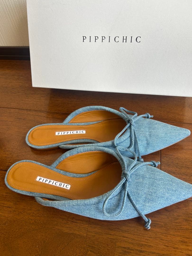 超可愛い！PIPPICHICピッピシック　デニムリボンミュール38