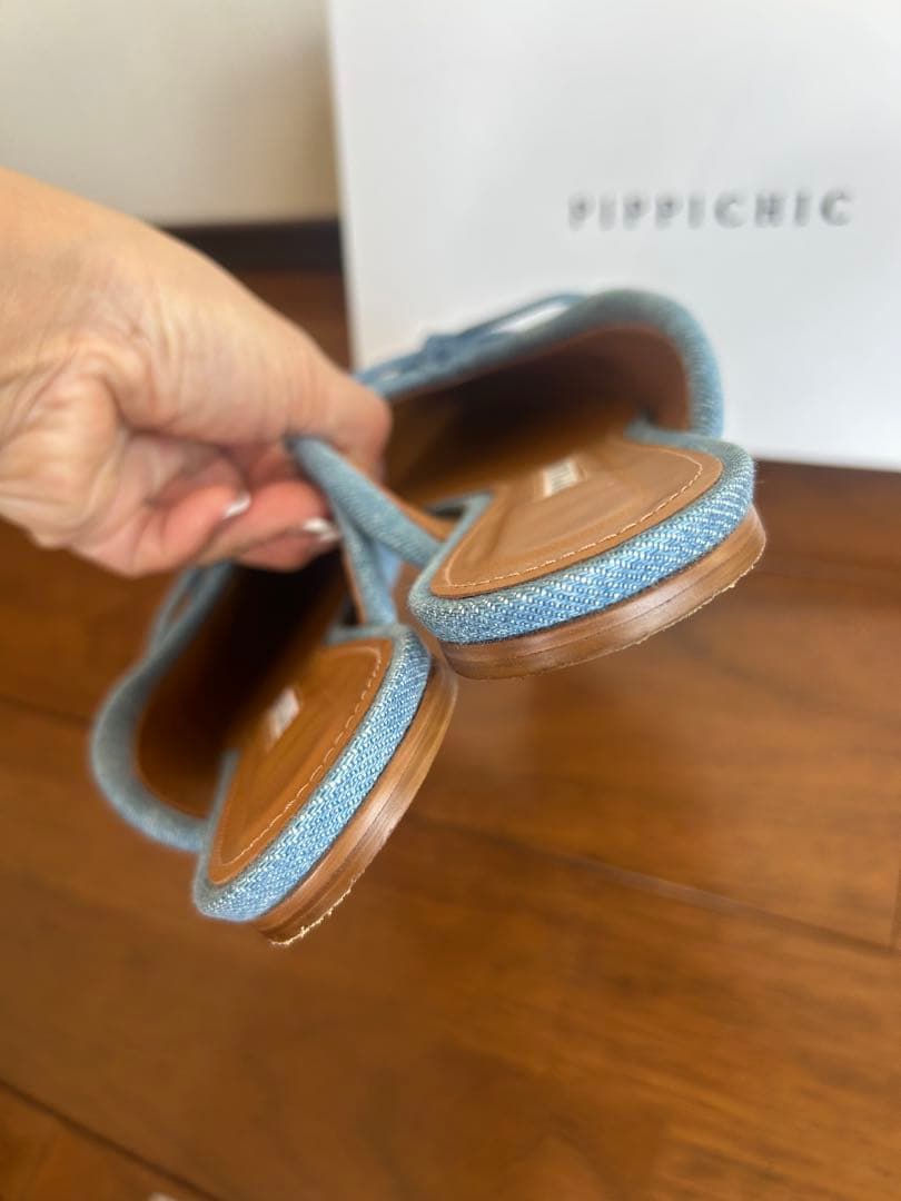 超可愛い！PIPPICHICピッピシック　デニムリボンミュール38