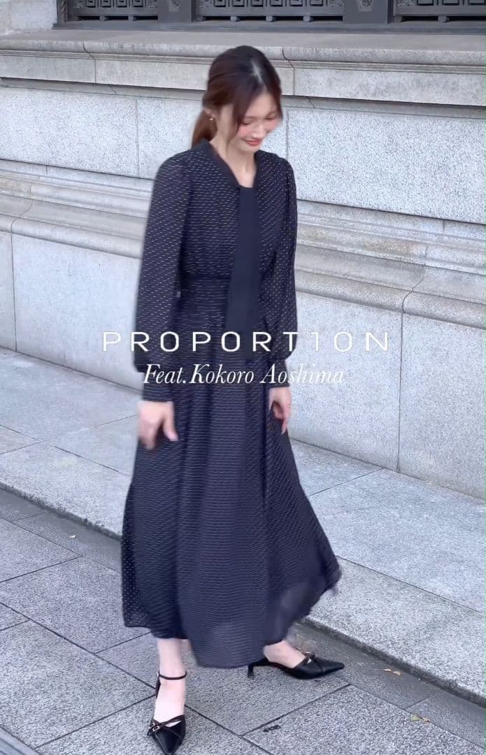 プロポーションボディドレッシング♡ボウタイ　ワンピース　シャーリング　ドット