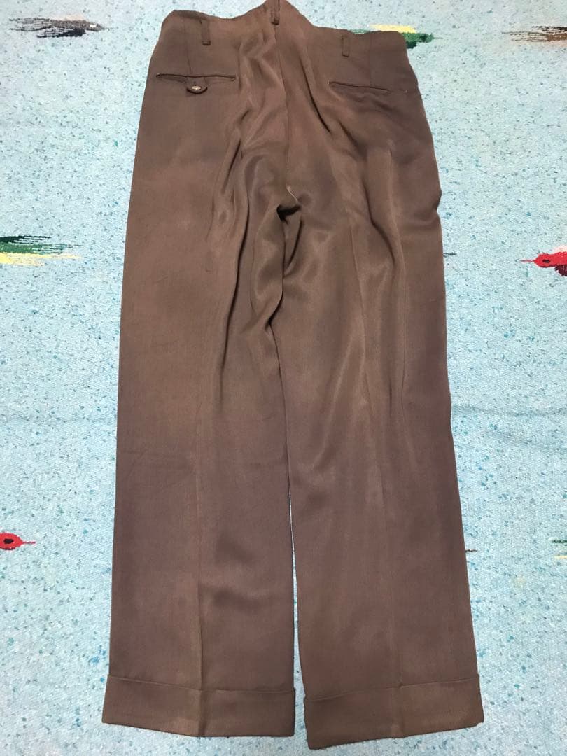 50s レーヨン ギャバジン スラックス フェード 茶 60s 2タック