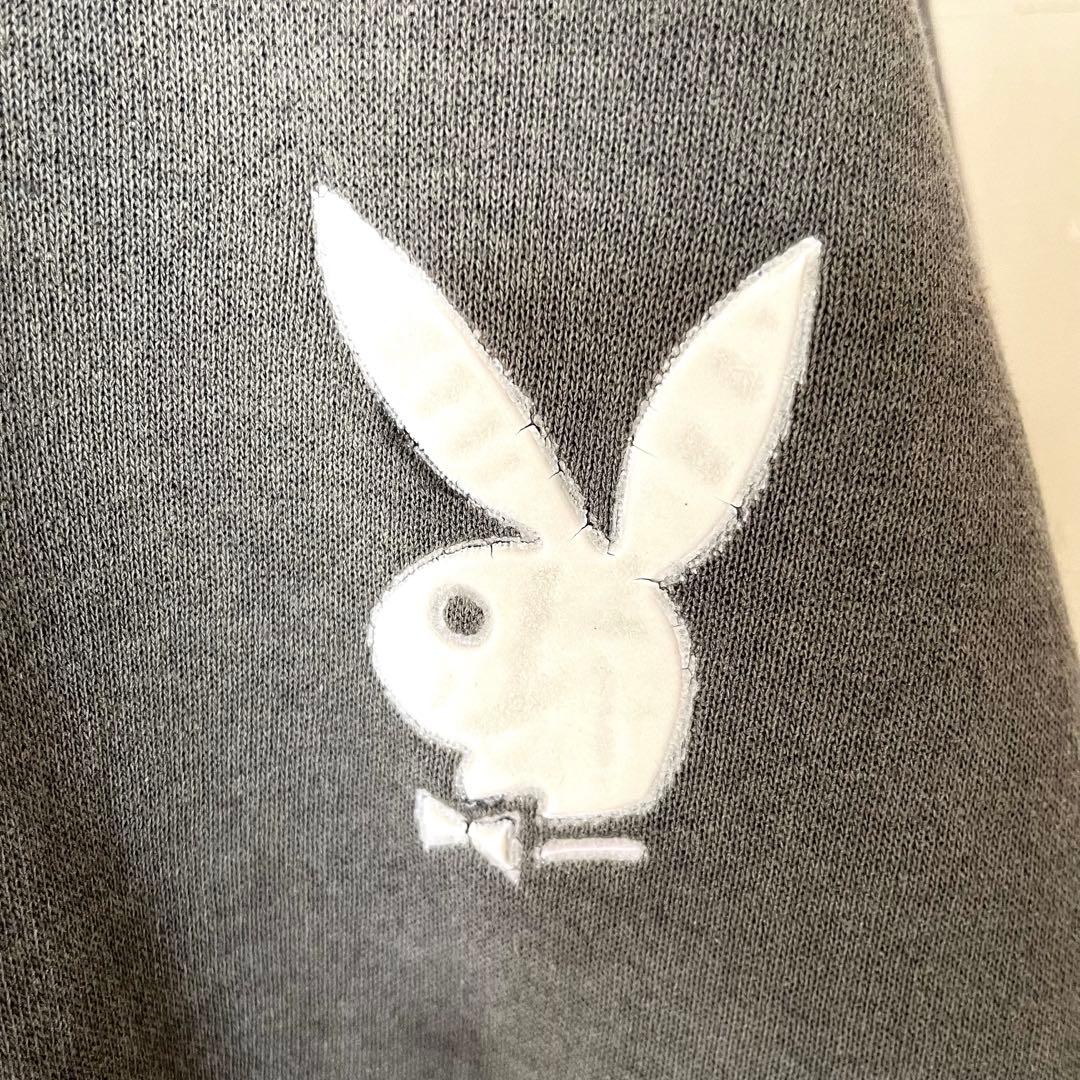 古着 90's プレイボーイ スウェット 墨黒 フェード