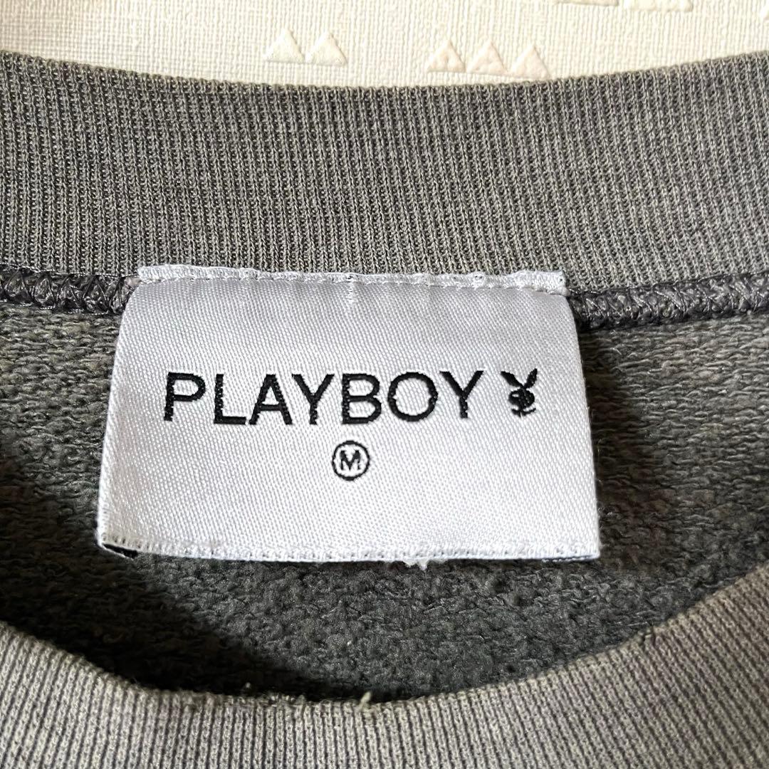 古着 90's プレイボーイ スウェット 墨黒 フェード