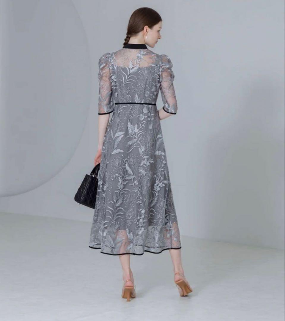 leja 花柄チュールパフスリーブワンピースドレス