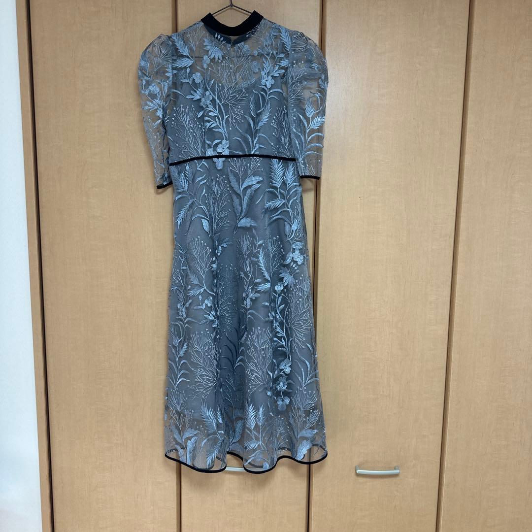 leja 花柄チュールパフスリーブワンピースドレス