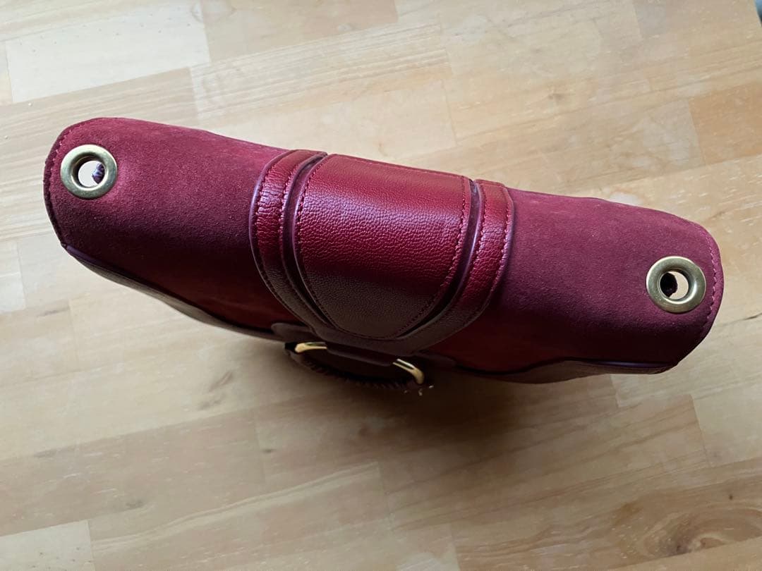 レザー スエード ショルダーバッグ 赤