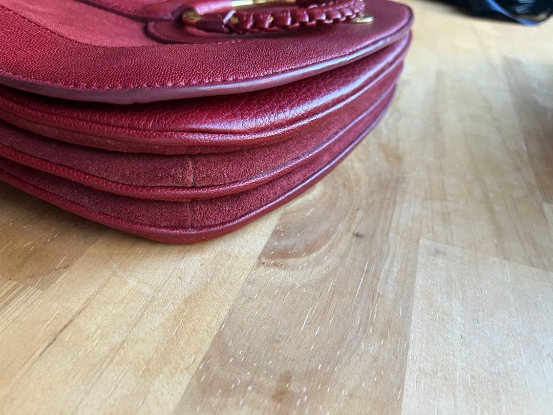 レザー スエード ショルダーバッグ 赤