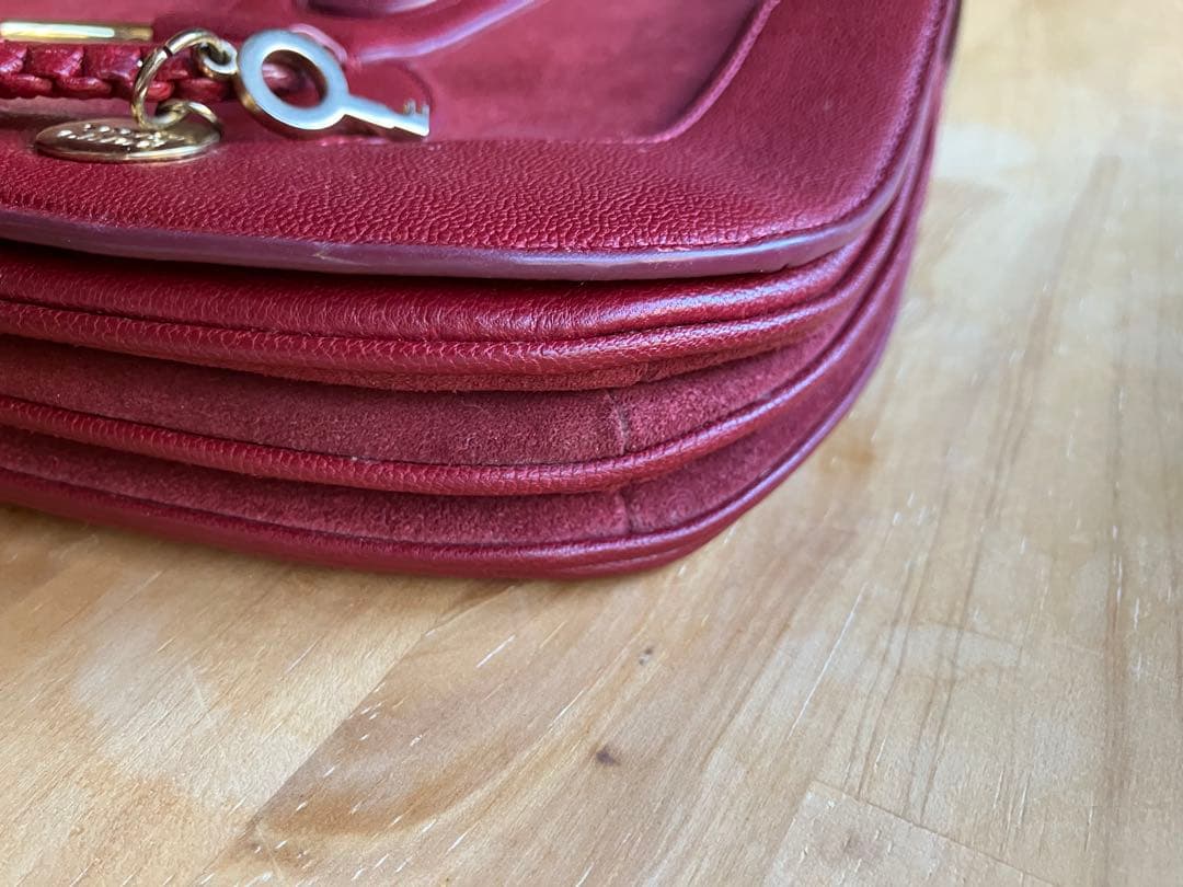 レザー スエード ショルダーバッグ 赤