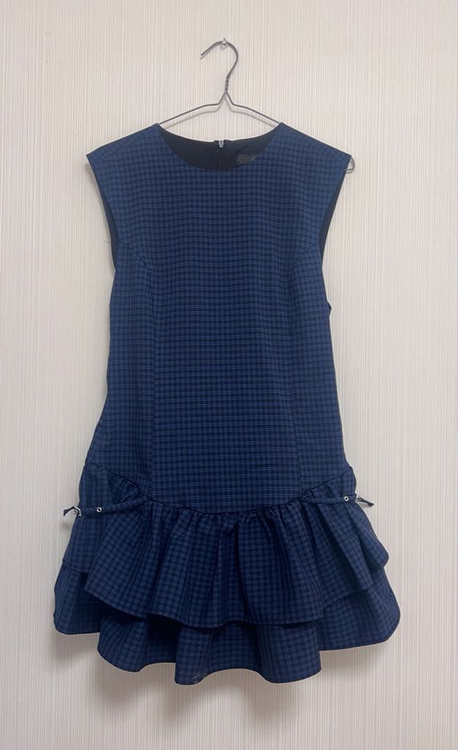 ZARAフリル付きチェック柄ショートワンピース