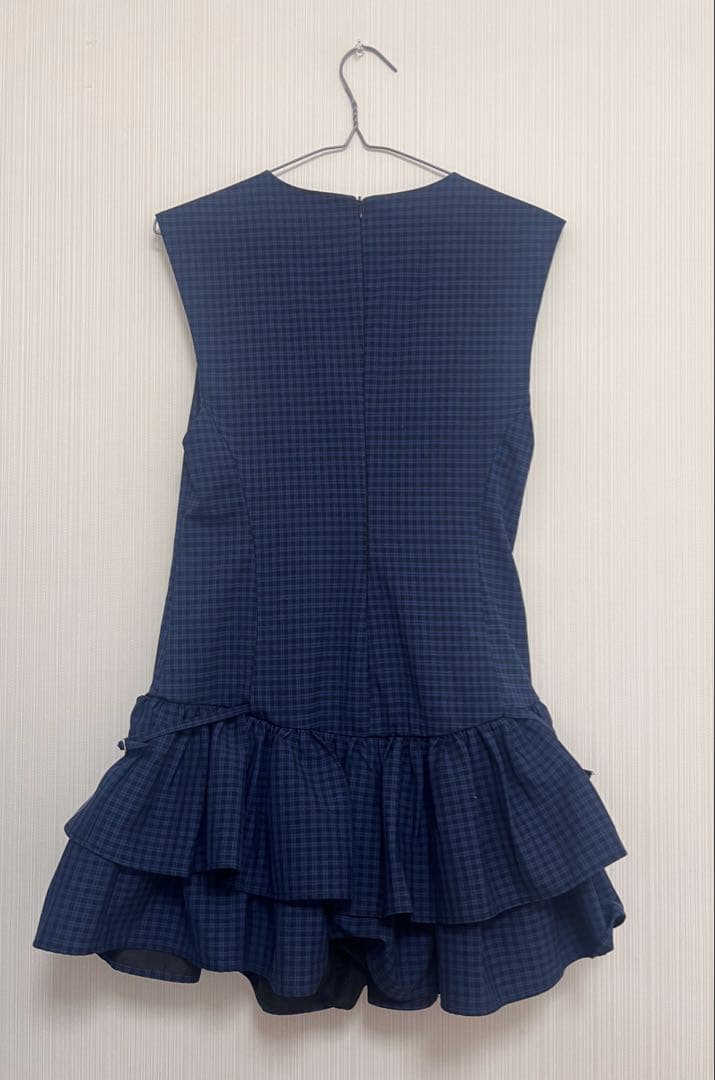 ZARAフリル付きチェック柄ショートワンピース