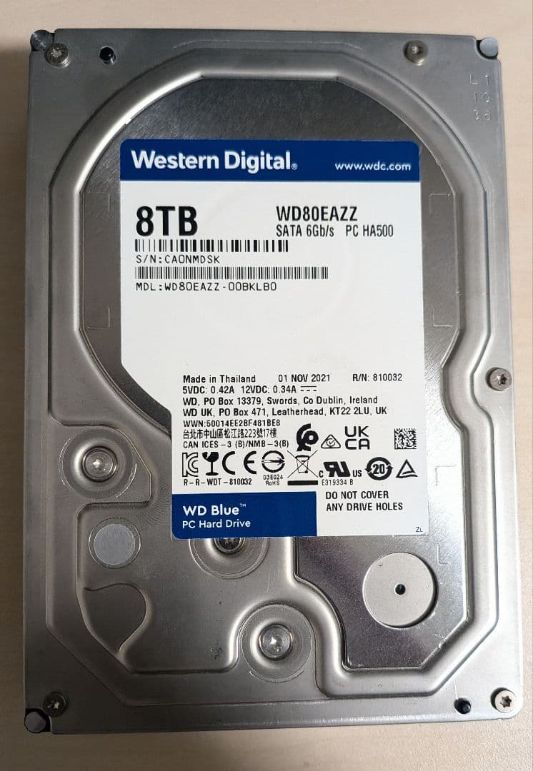 WD80EAZZ 8TB 内蔵型ハードディスクドライブ