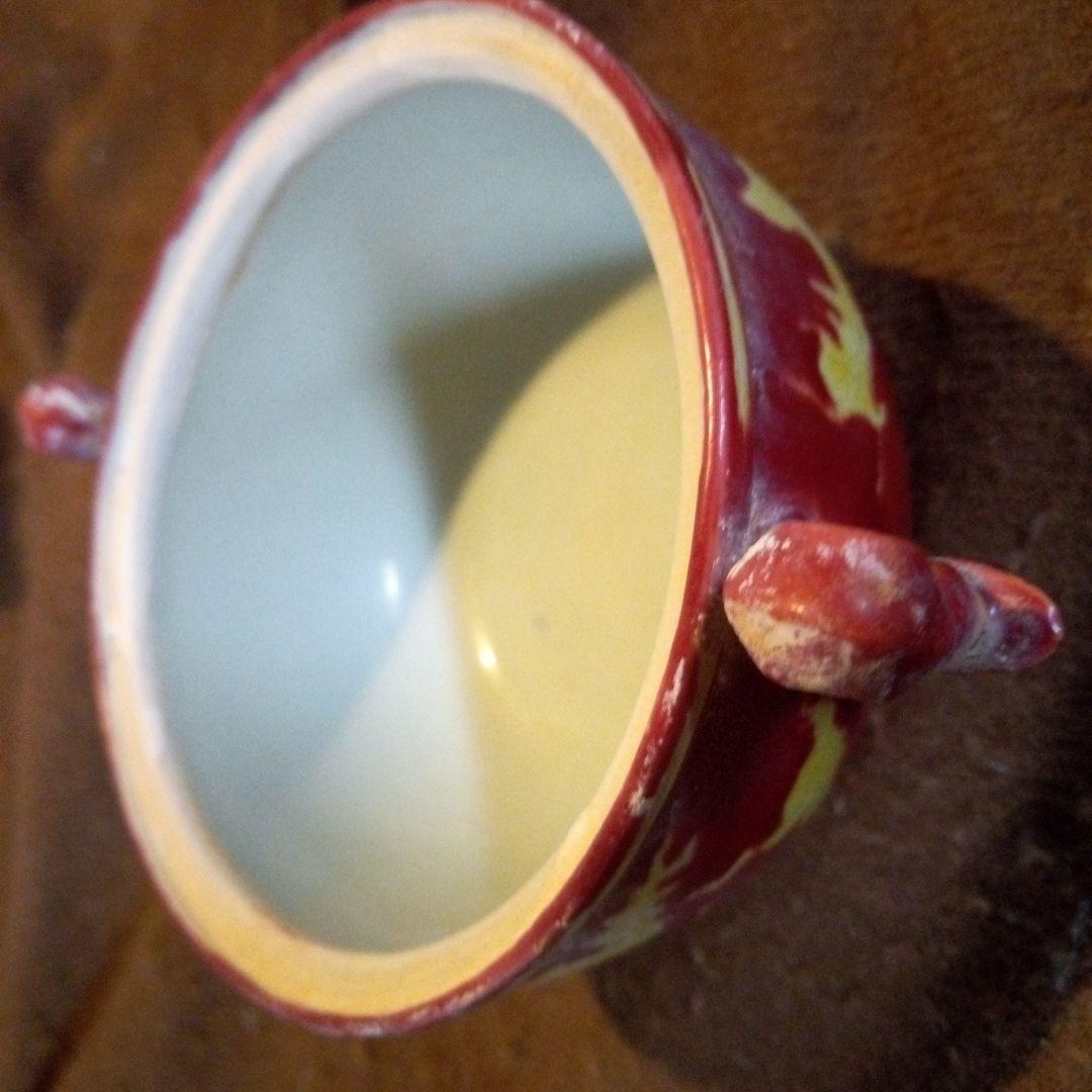 とし　明成化　赤と黄のドラゴン模様香炉