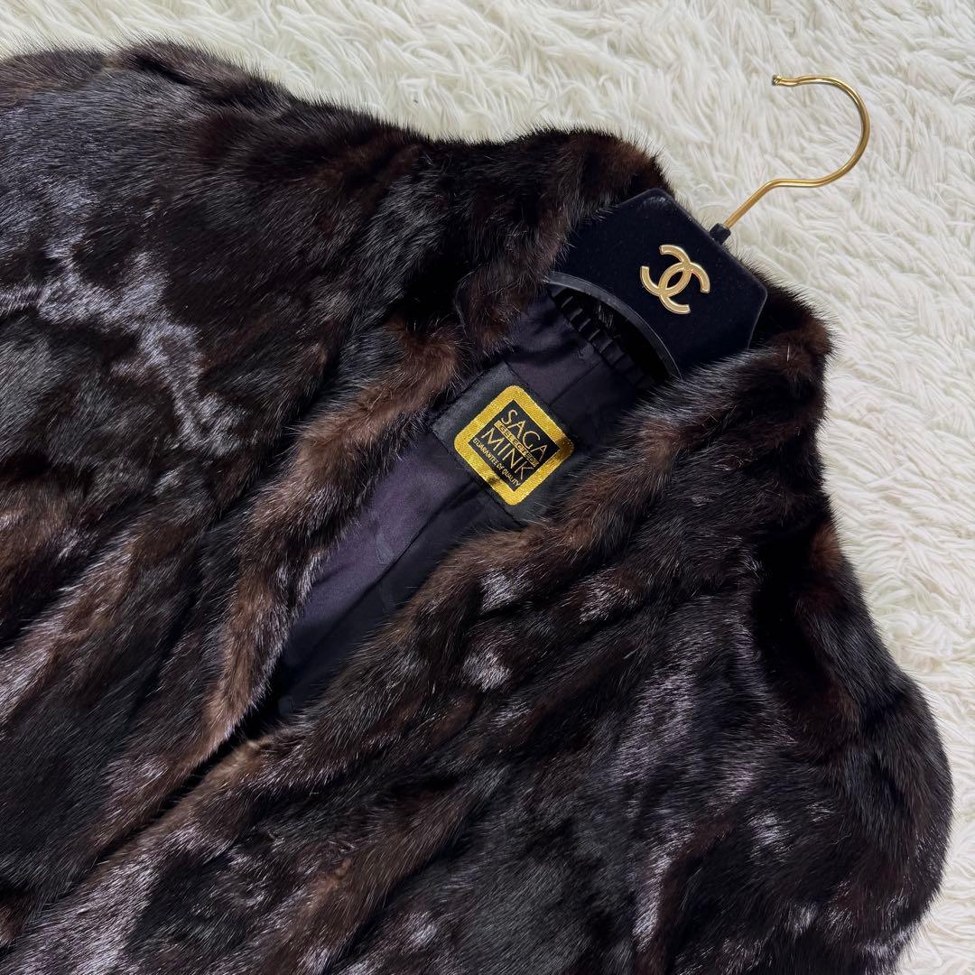 サガミンク　ファーコート　ダークミンク　本毛皮　金サガ　BLACK DIA