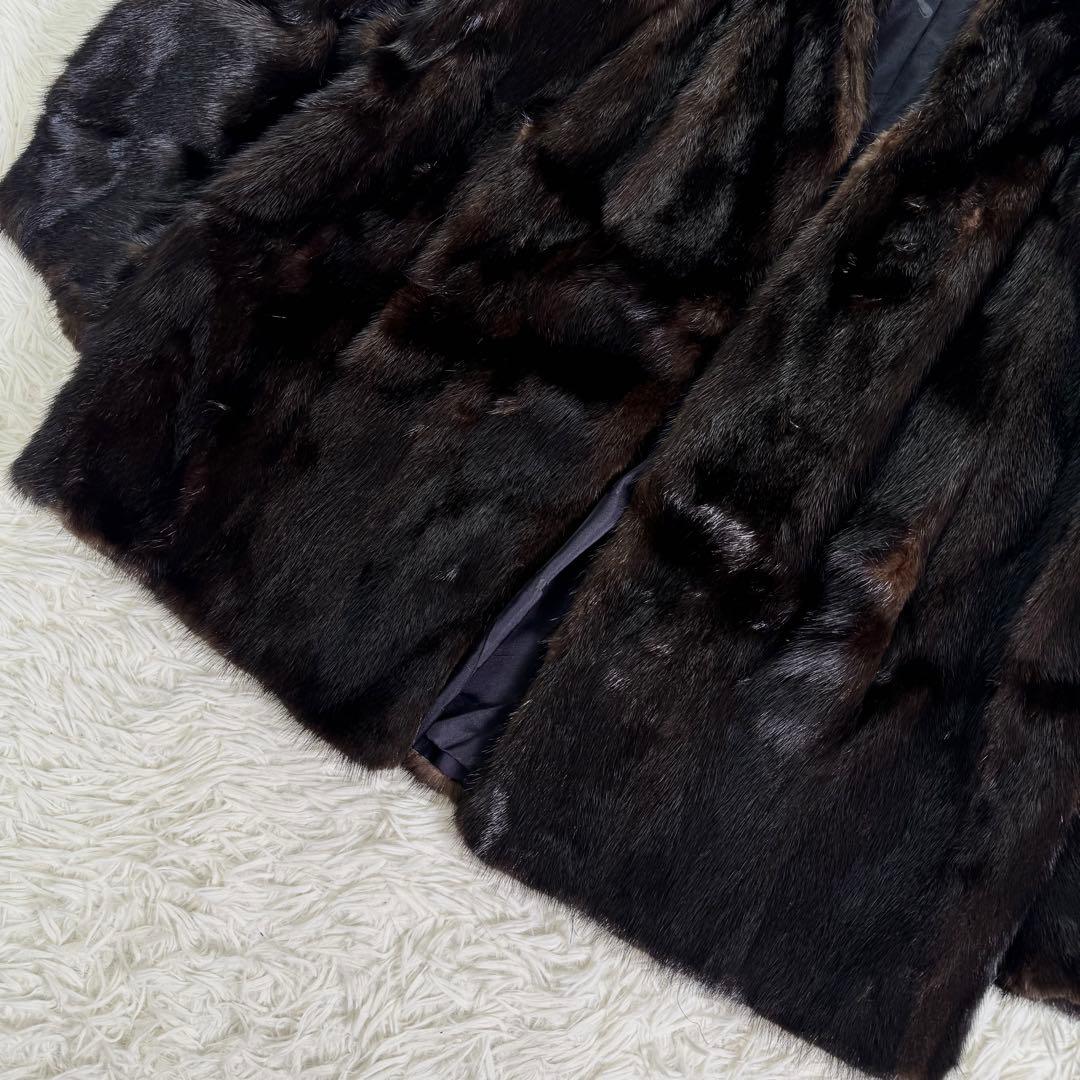 サガミンク　ファーコート　ダークミンク　本毛皮　金サガ　BLACK DIA